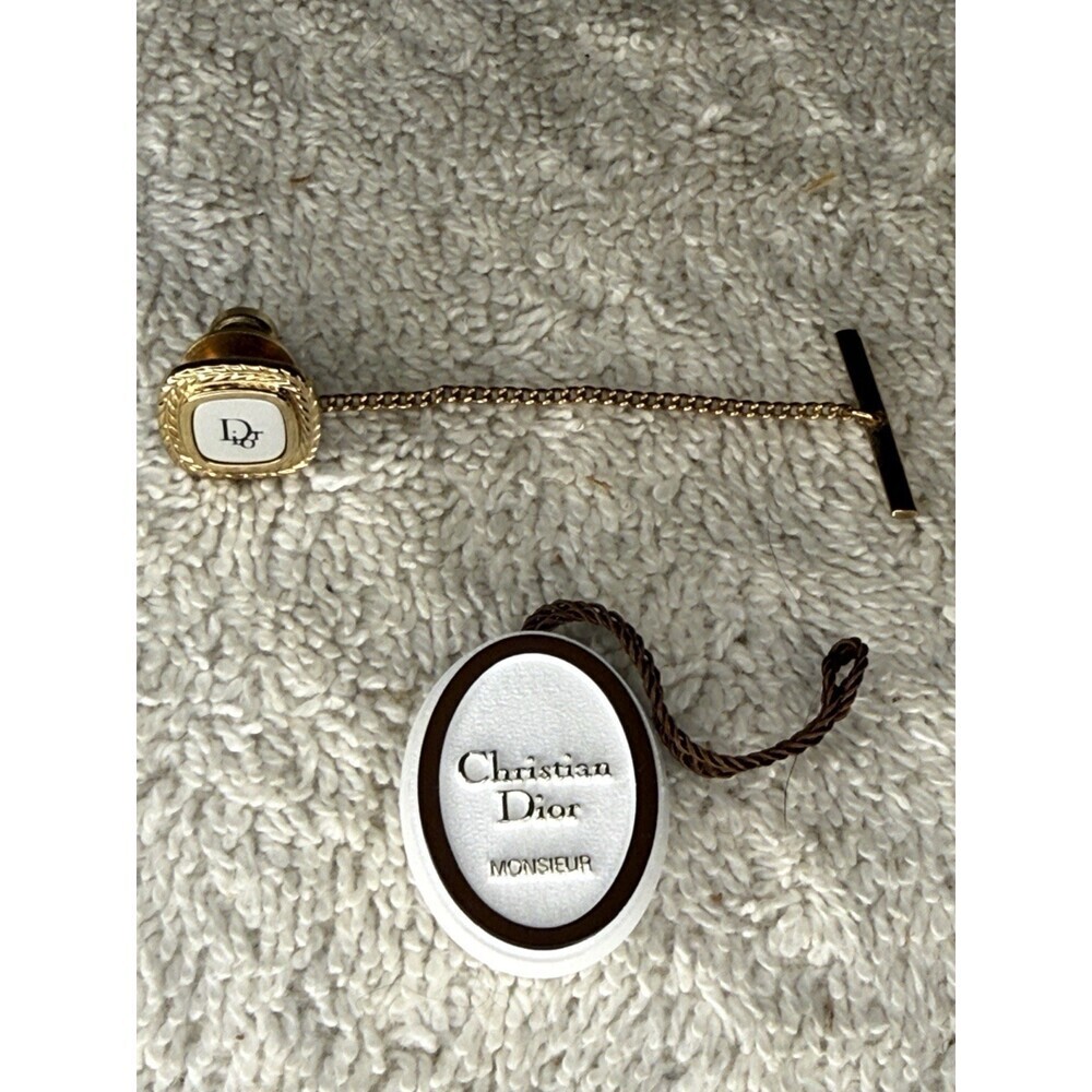 Christian Dior Gold Tone Tie Pin Chain 2.5” Vintage